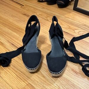 ASOS Black Espadrille Sandals with Ties